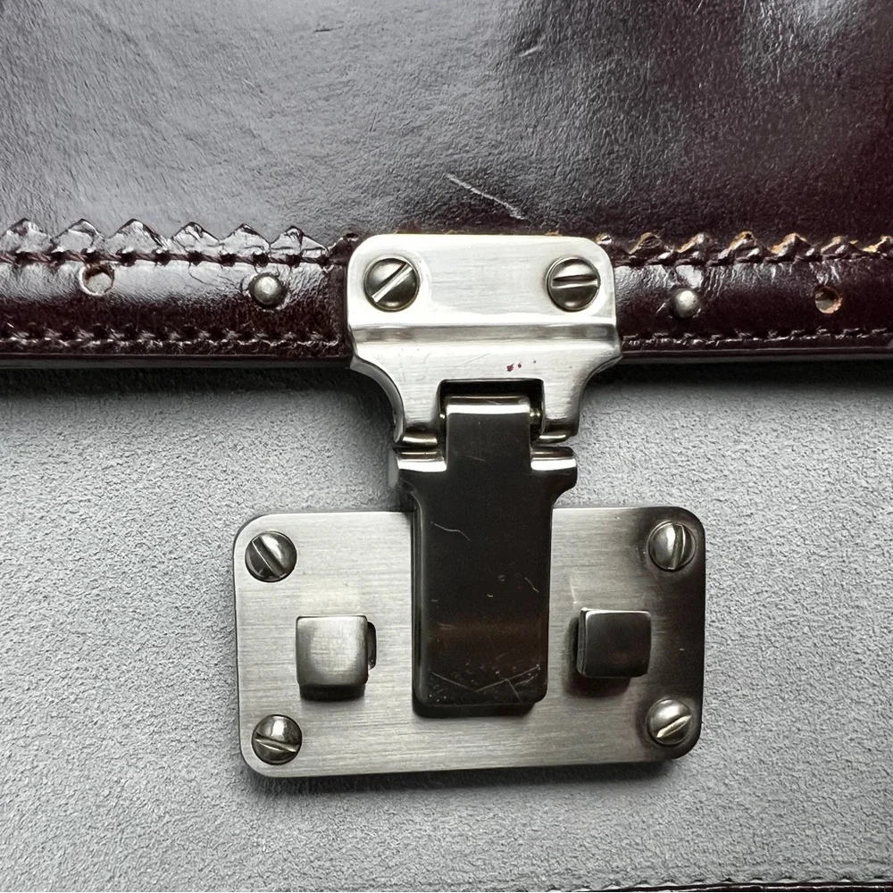 Anne Taylor Y2K Mini Baguette Bag Gray and Brown Suede and Leather - Picture 9 of 16